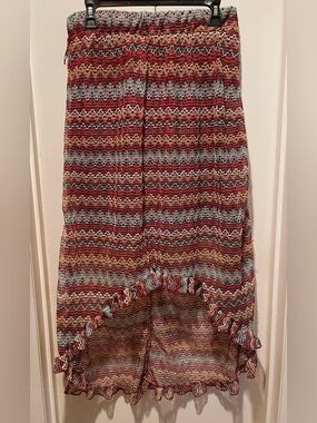 No Boundaries Multicolor BoHo Crochet Tiered High-Low Skirt, Jr 11-13